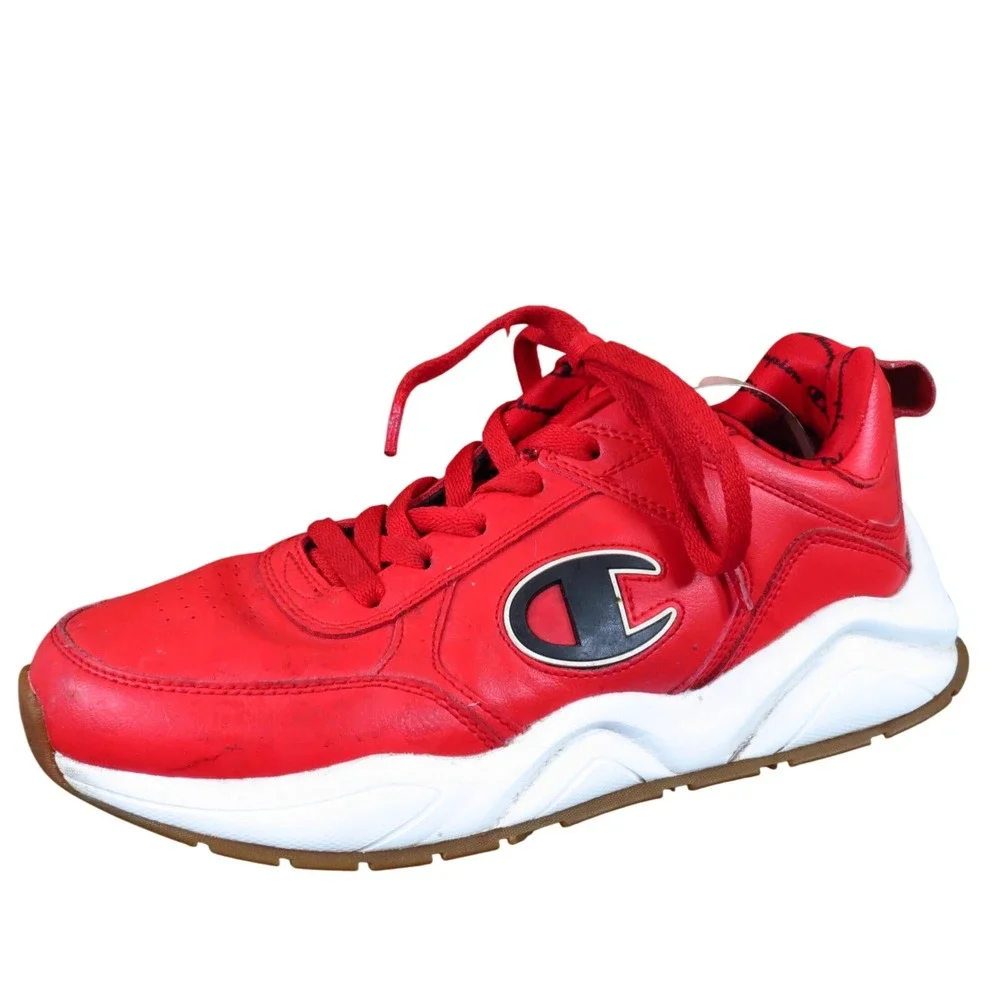 Champion‎ 93 Eighteen Big C Boys Sneakers Size Y7 Red Leather Casual Streetwear